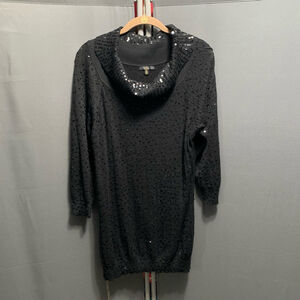 B20-Women's Reba Black Sequin Cowl Neck Sweater Size XL